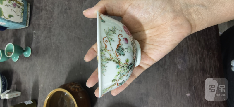 清 粉彩花卉纹杯 - 图3